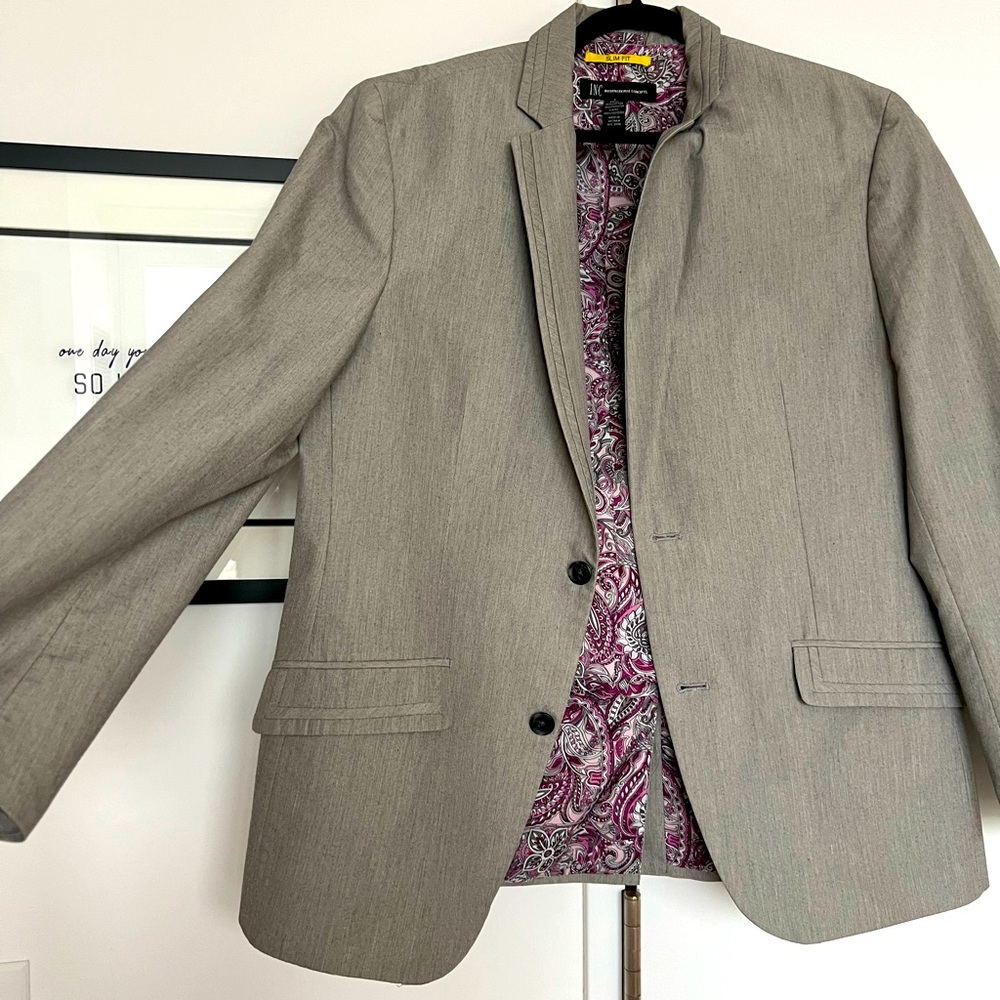 INC Slim Fit Suit Jacket Men’s Size L Grey